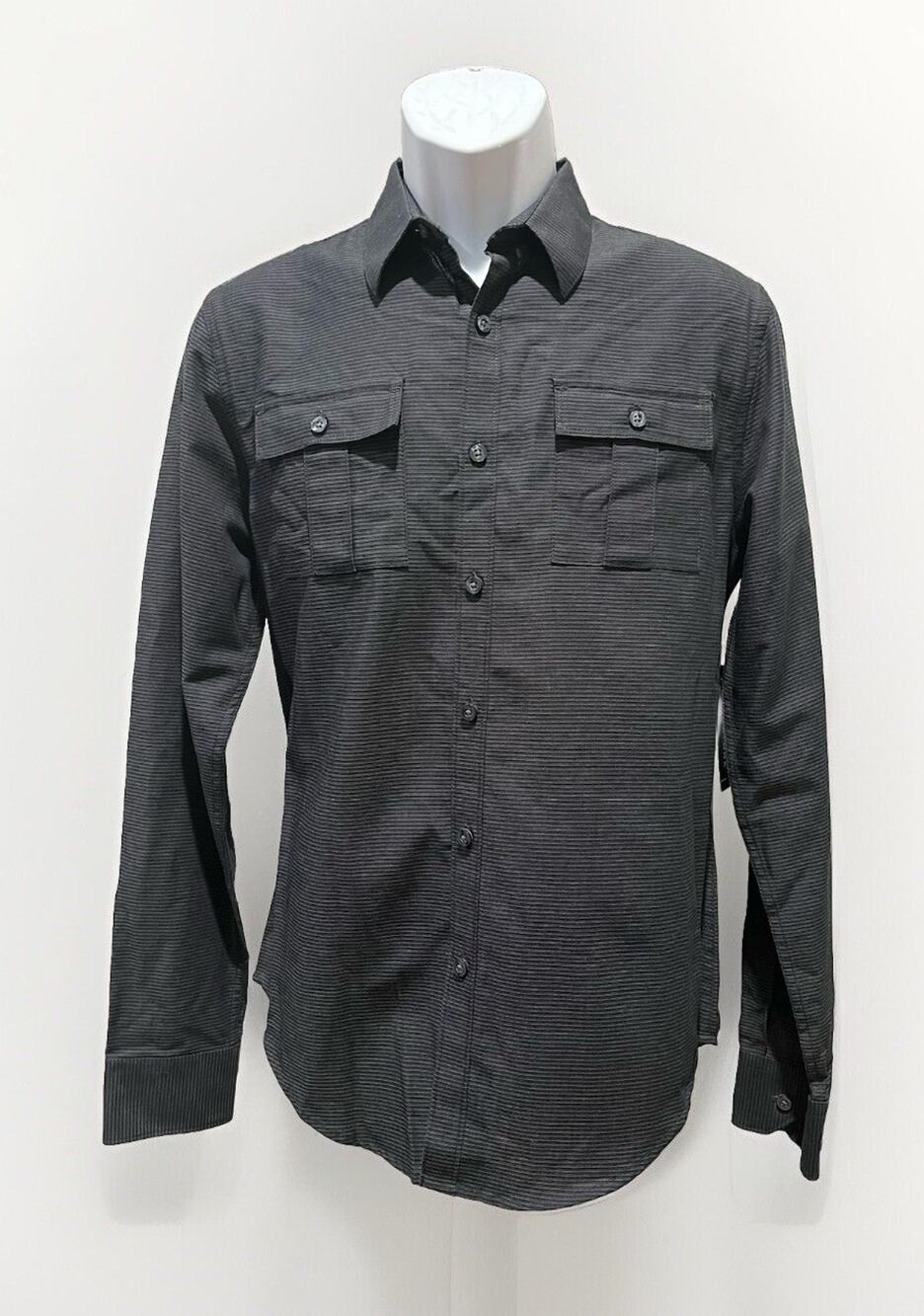 Y2K Structure Men’s Texture Cargo Shirt Black Onyx Size Small NWT